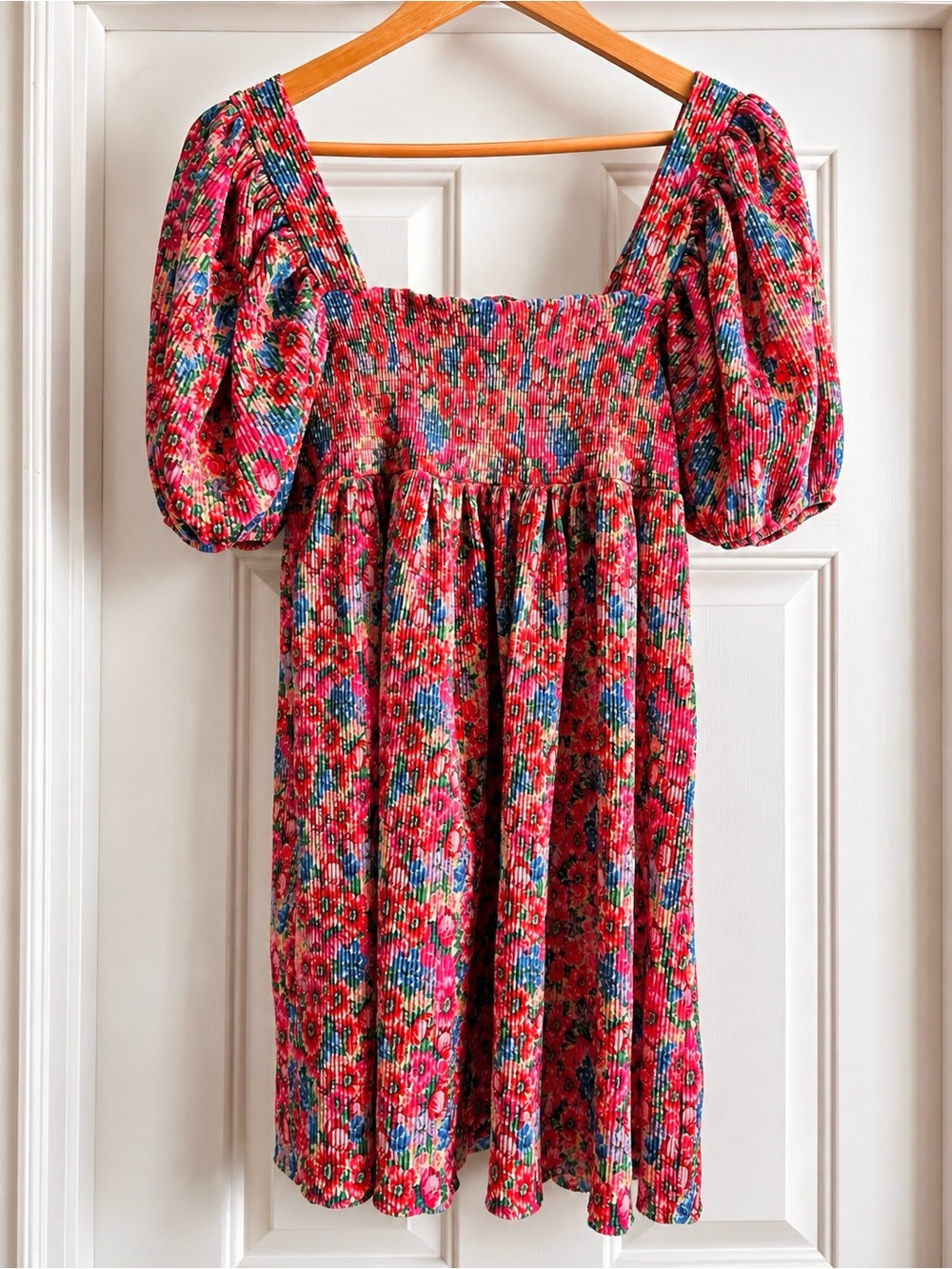 Zara Floral Smocked Mini Dress Puff Sleeve Cottagecore Size Small